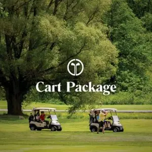Two golf carts lined up at Great Gorge Golf Club, showcasing the cart package available for players to enjoy during their round.