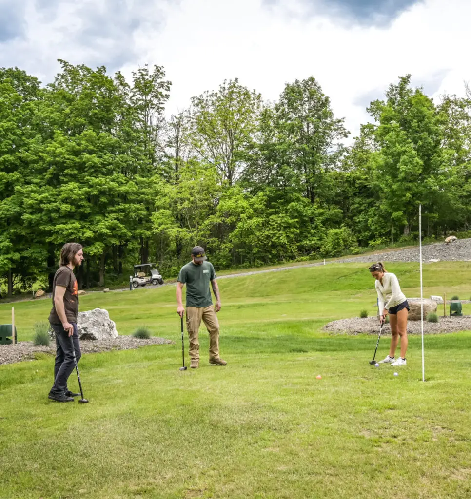 three young people playing golf at Great Gorge Club Vernon NJ