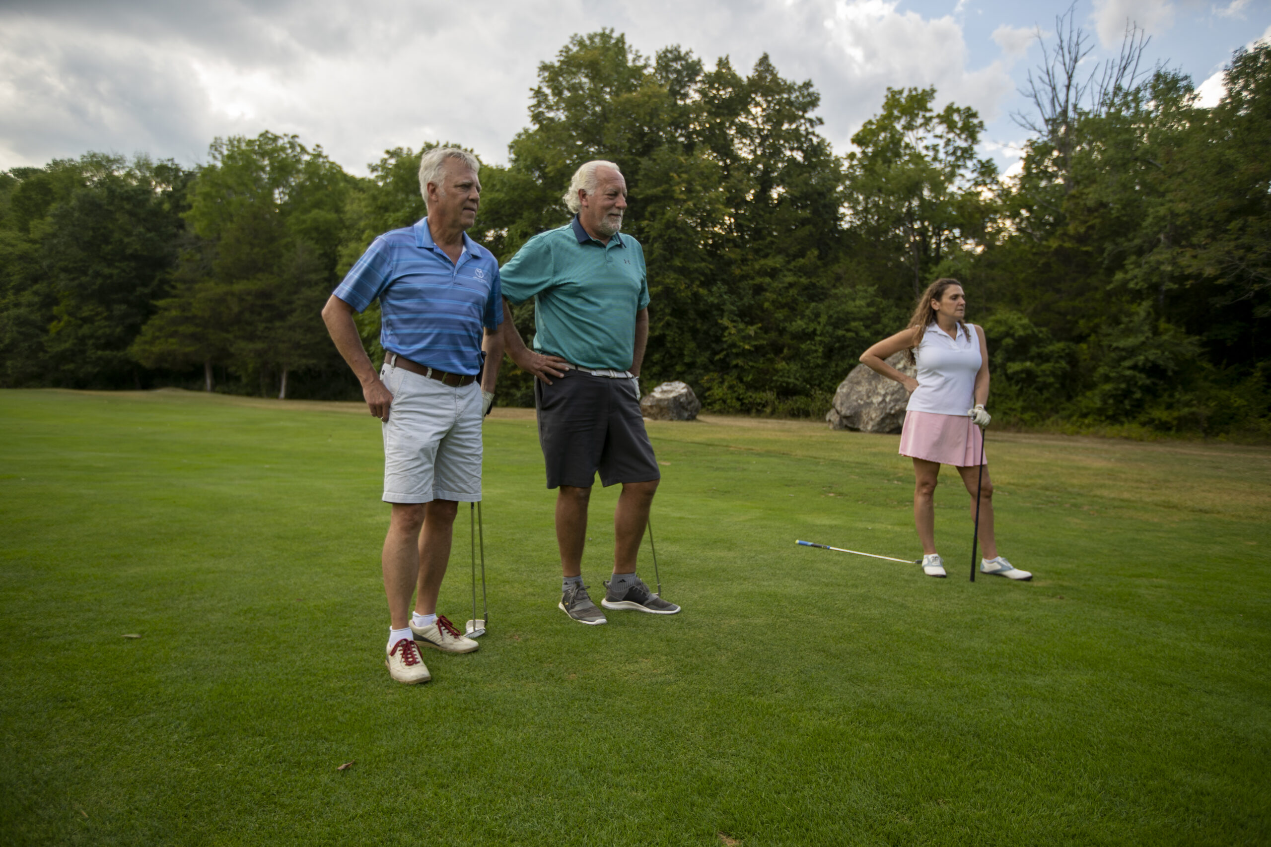Group of seniors playing golf at Great Gorge Vernon NJ, as a concept of health benefits of golfing for seniors.
