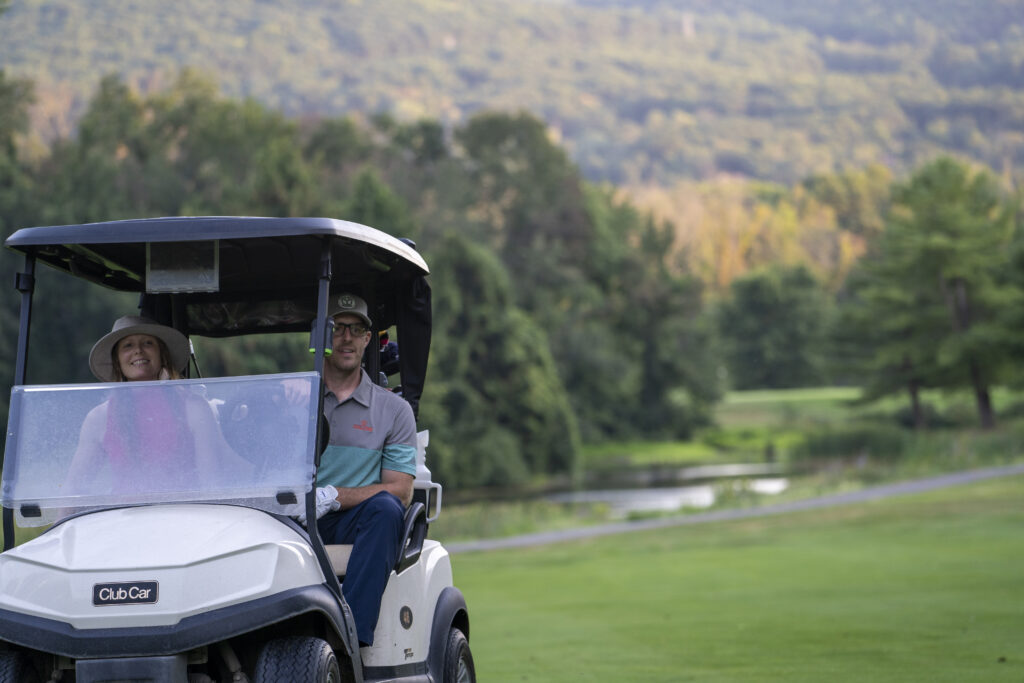 people heading to a golf course at Great Gorge Golf Club Vernon NJ, as a concept of national golf month