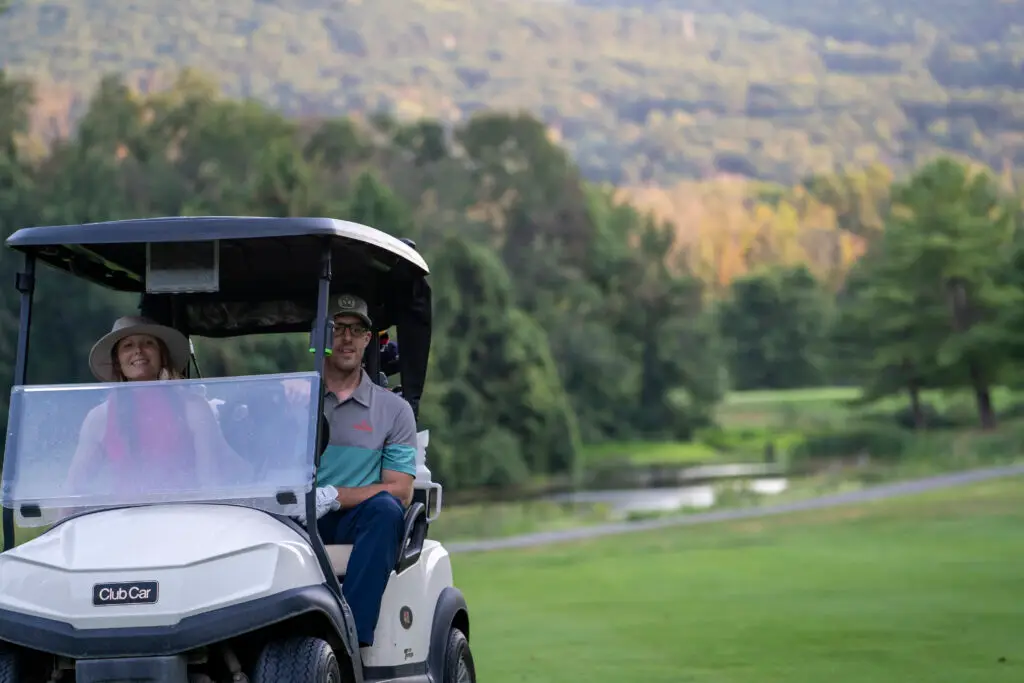 people heading to a golf course at Great Gorge Golf Club Vernon NJ, as a concept of national golf month