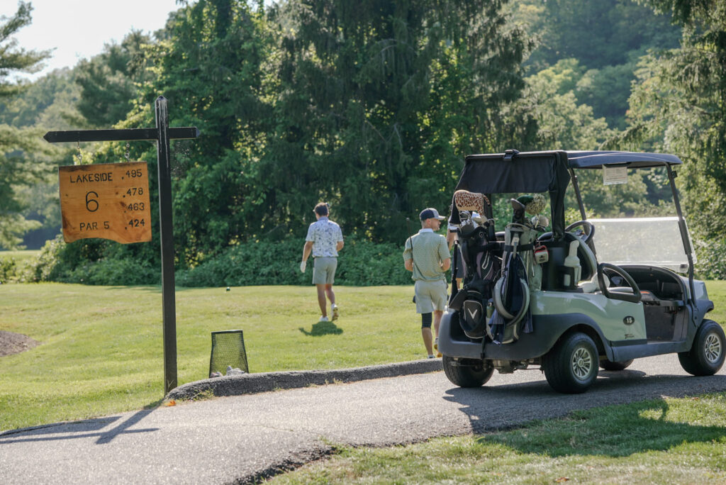 a group of golfers on a sunny day at Great Gorge, as a symbol of charity golf outing near me, in NJ